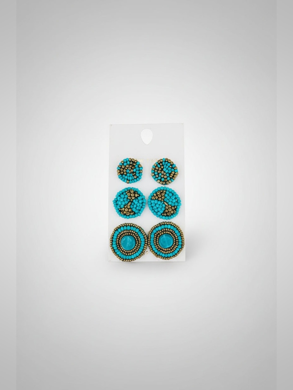 Turquoise Gold Stud Beaded Earrings